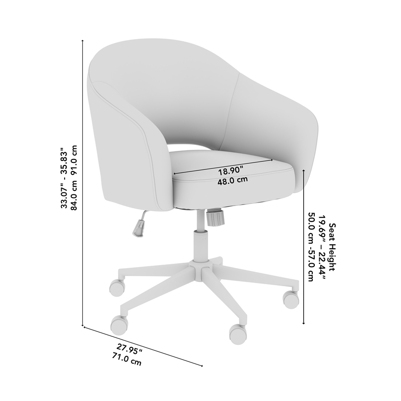 Fairfax Mid Century Modern Desk Chair for Home Office in Light Cream Fabric