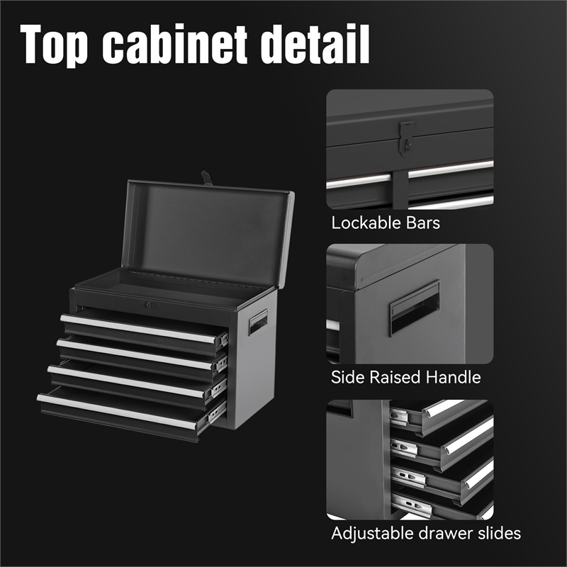 Auro Nest Home Tool Chest 5-Drawer Rolling Tool Storage Cabinet in Black