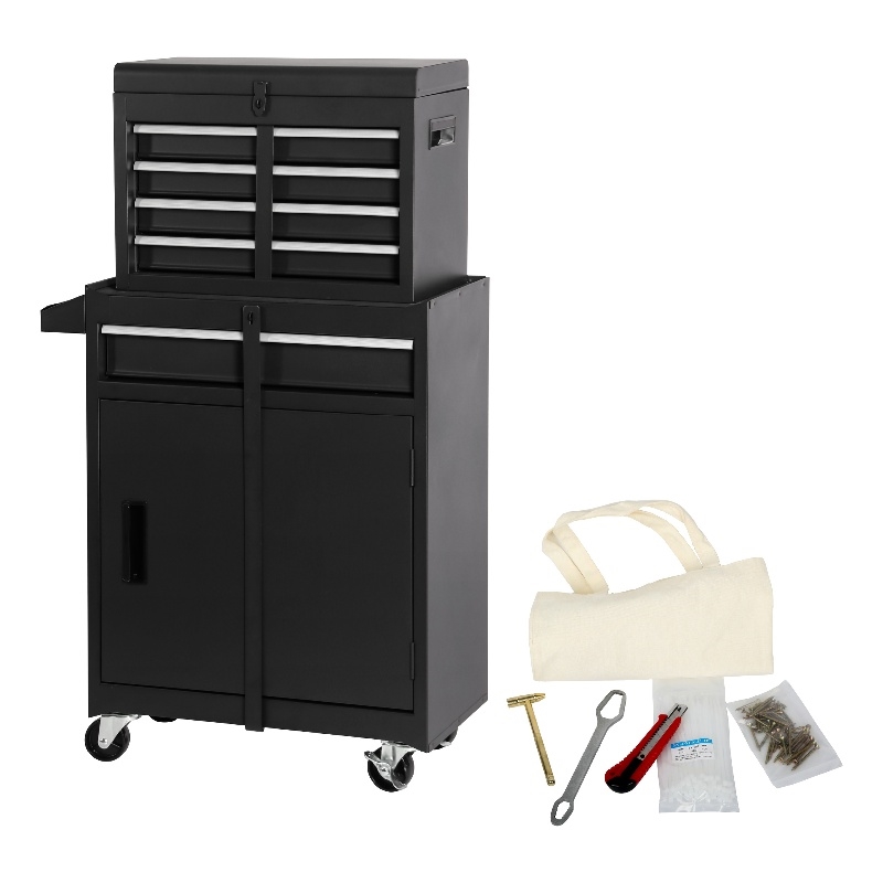 Auro Nest Home Tool Chest 5-Drawer Rolling Tool Storage Cabinet in Black