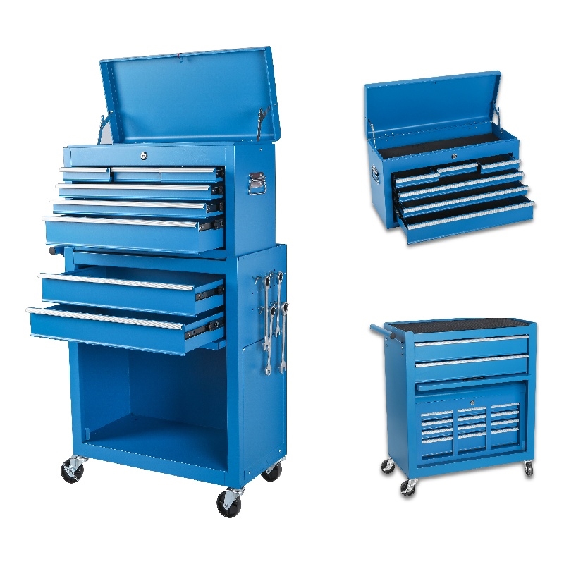 Auro Nest Home Tool Chest 8-Drawer Rolling Tool Storage Cabinet in Blue