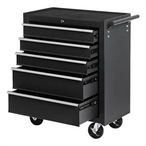 Auro Nest Home 5-Drawer Rolling Tool Chest w/Lock & Key in Black