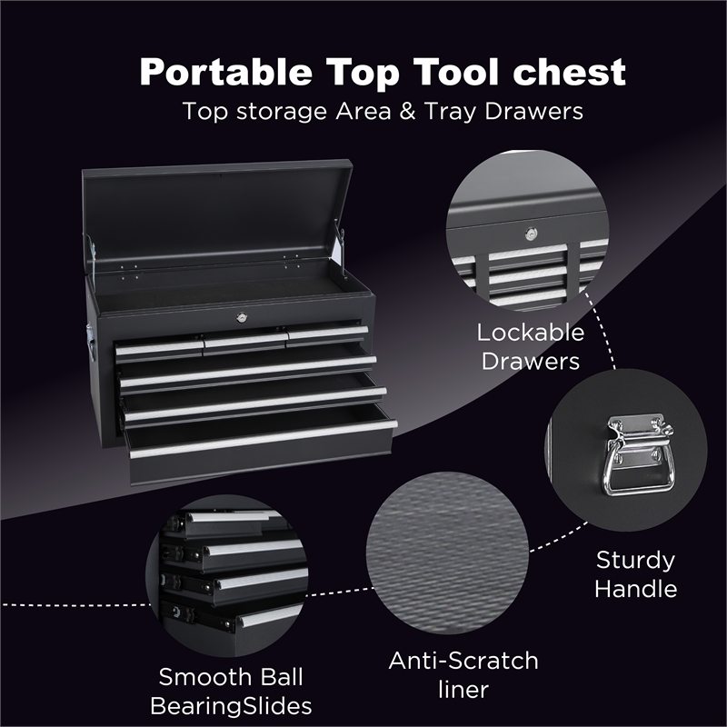 Auro Nest Home 8-Drawer Rolling Tool Storage Cabinet in Black