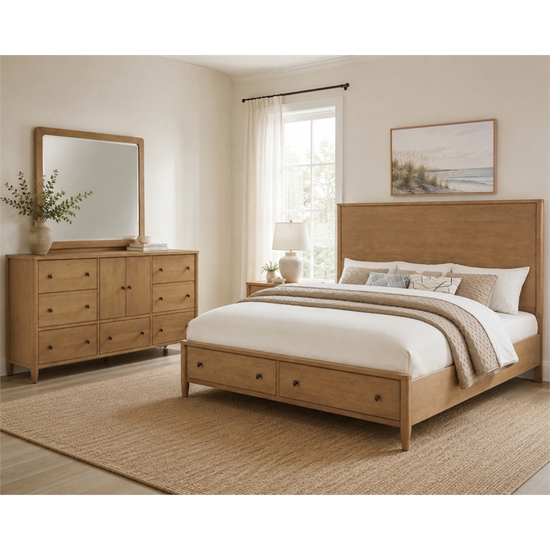 Finn & Louise Chatham Mirror in Warm Maple - Brown - Wood - Transitional