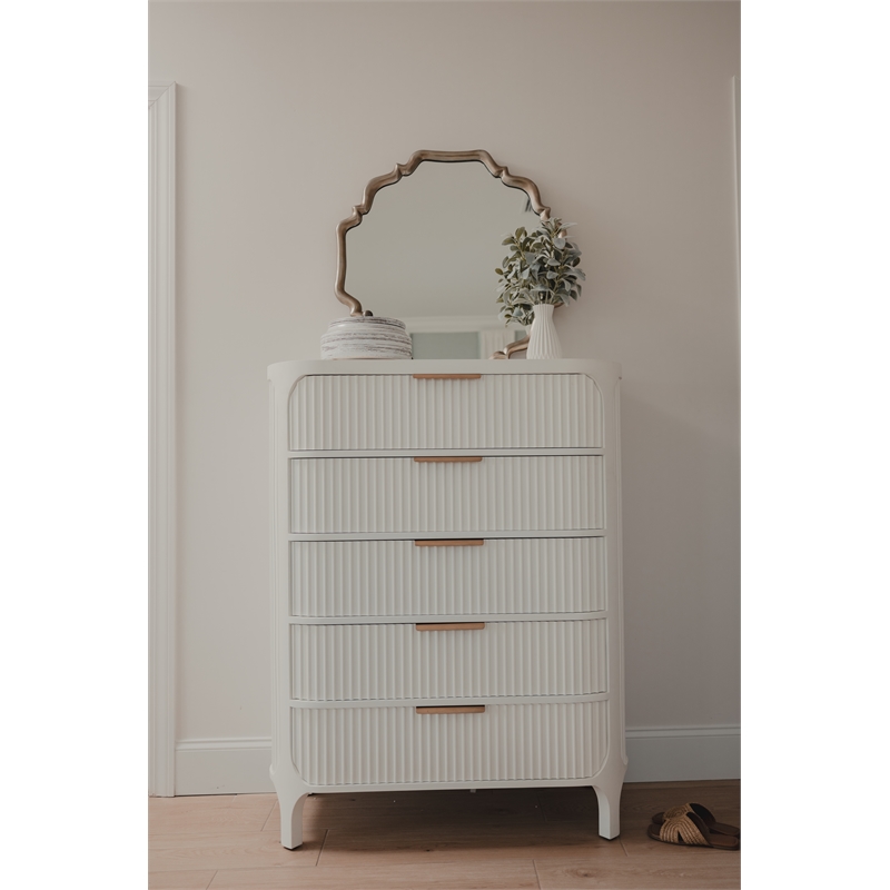Finn & Louise Montauk 5-Drawer Solidwood Chest in White