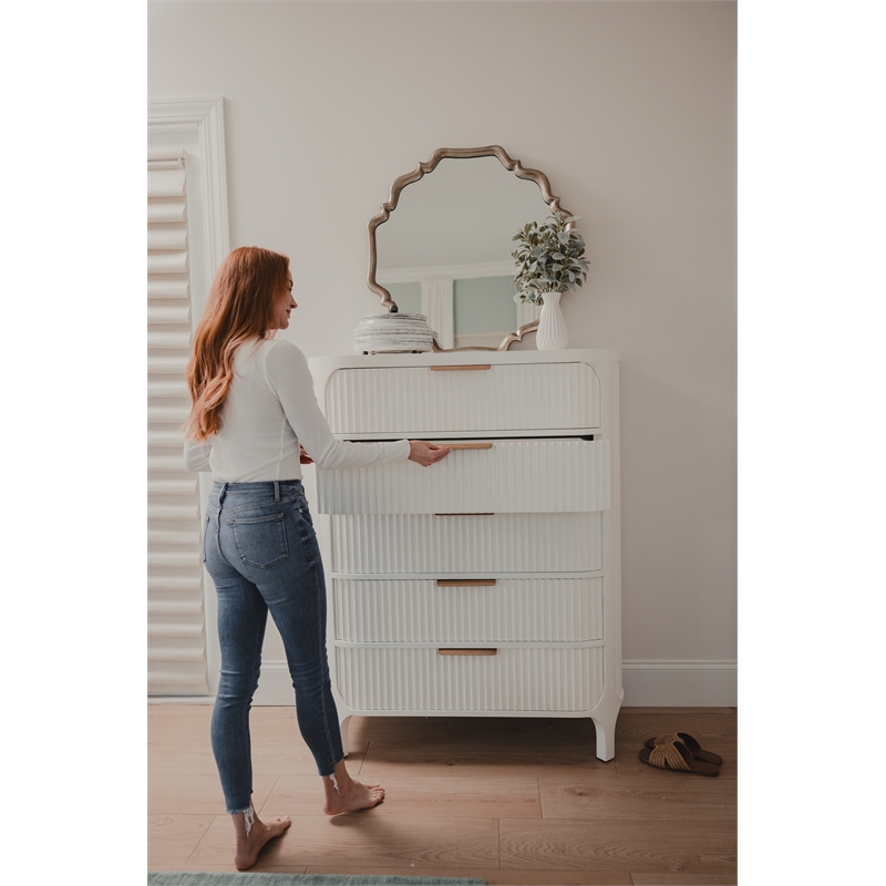 Finn & Louise Montauk 5-Drawer Solidwood Chest in White