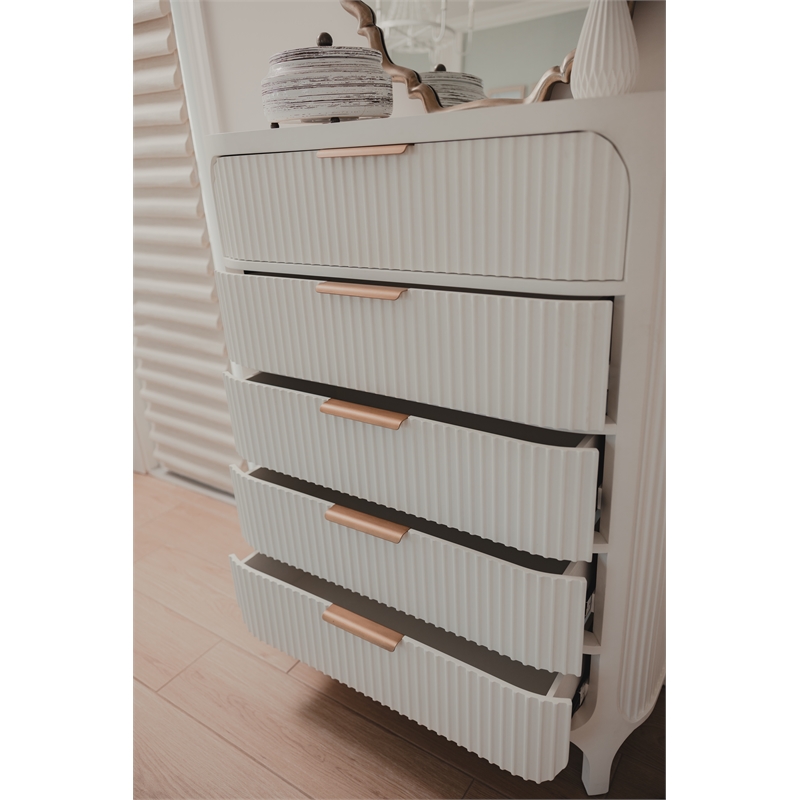 Finn & Louise Montauk 5-Drawer Solidwood Chest in White