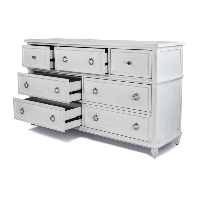 Finn & Louise Point Breeze 7 Drawer Dresser in White & Soft Grey Glaze