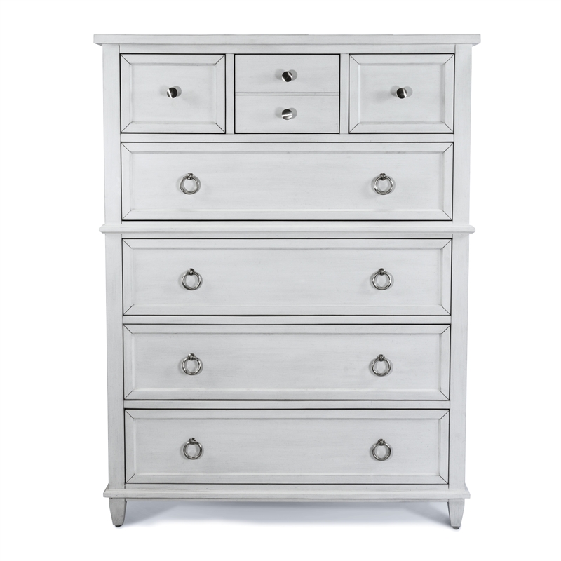 Finn & Louise Point Breeze 5 Drawer Chest in White Finish & Soft Grey Glaze