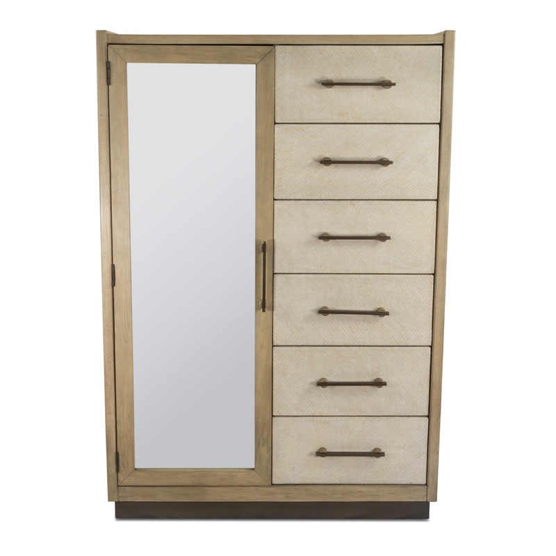 Finn & Louise Rio Vista Woven Mirrored Door Chest in Muted - Brown - Wood