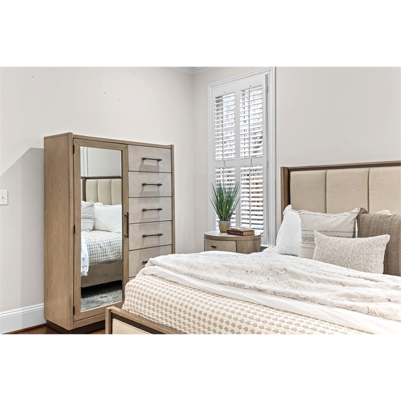 Finn & Louise Rio Vista Woven Mirrored Door Chest in Muted - Brown - Wood