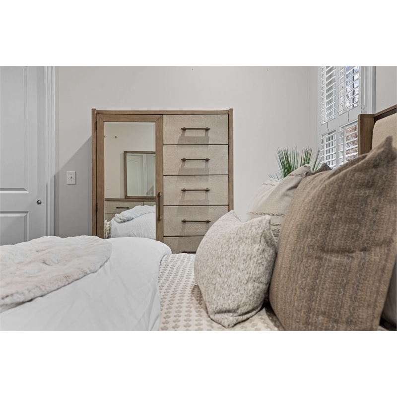 Finn & Louise Rio Vista Woven Mirrored Door Chest in Muted - Brown - Wood