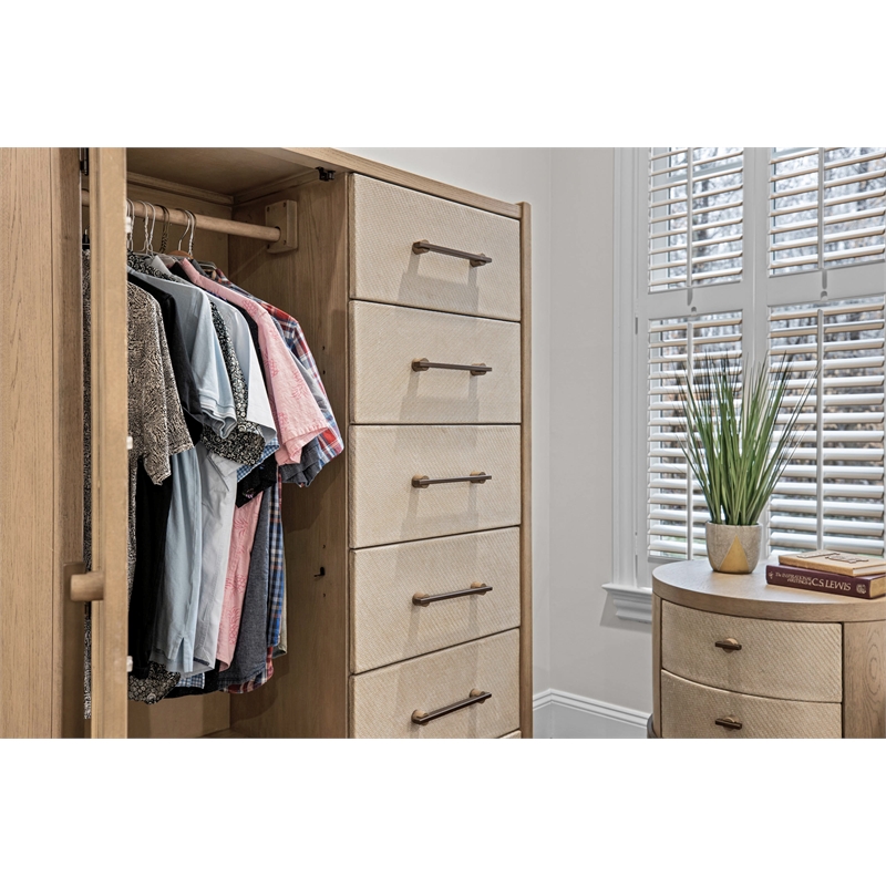 Finn & Louise Rio Vista Woven Mirrored Door Chest in Muted - Brown - Wood