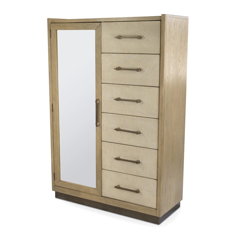 Finn & Louise Rio Vista Woven Mirrored Door Chest in Muted - Brown - Wood