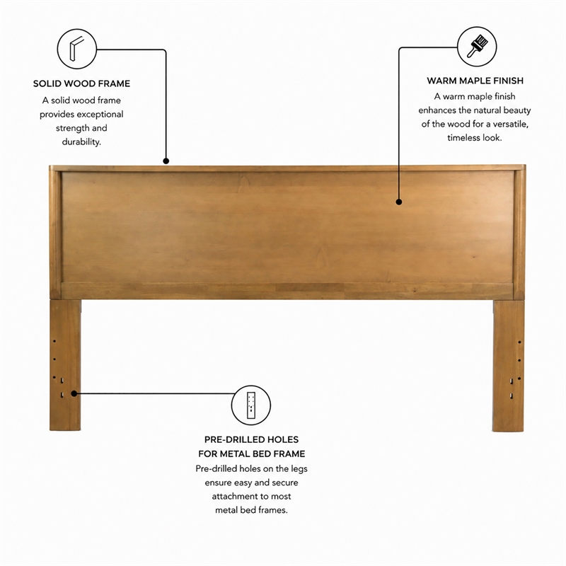 finn & louise chatham king headboard in warm maple finish - wood