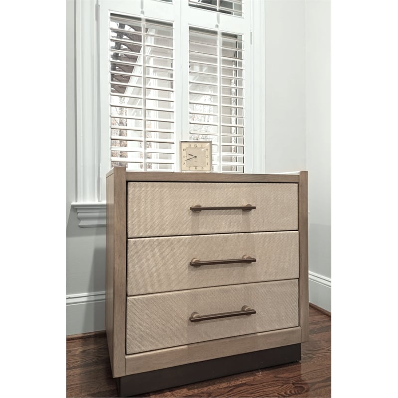 finn & louise rio vista woven 3 drawer nightstand in earth & clay - wood