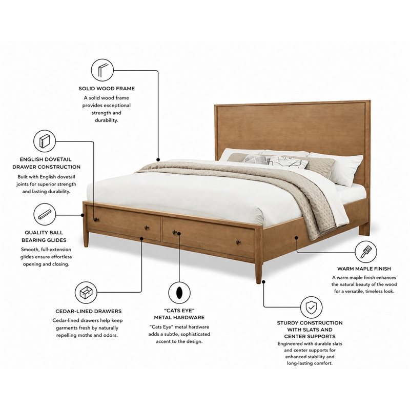 Chatham - Tall Storage Bed - King - Warm Maple Finish - Wood