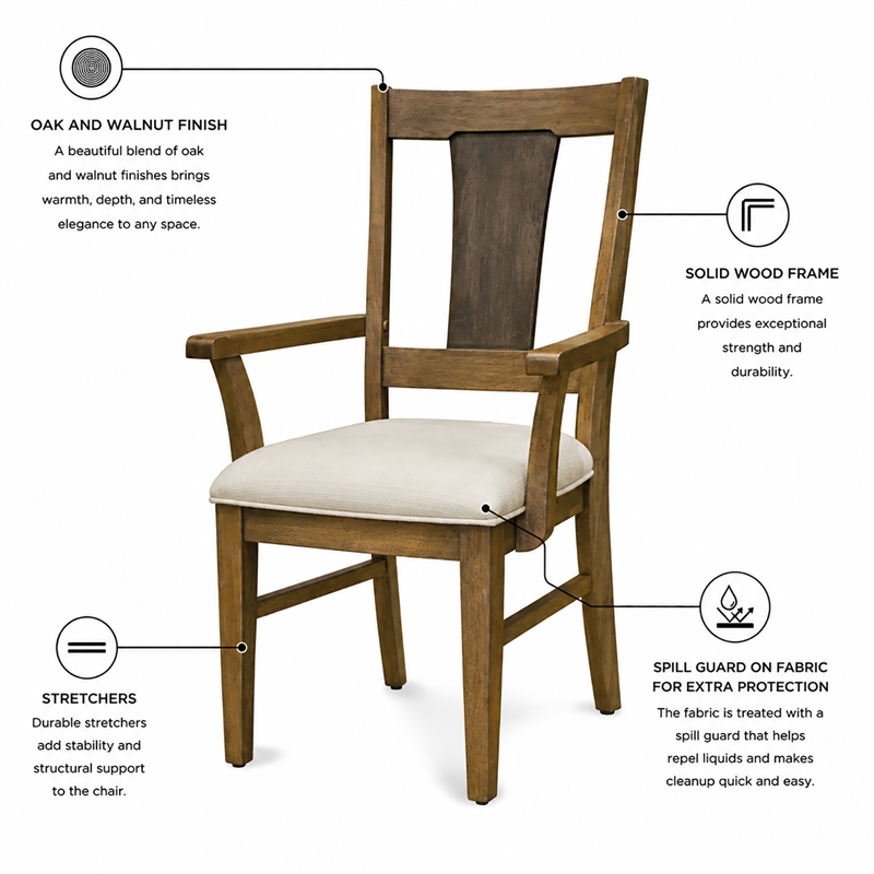 Sun Haven - Upholstered Arm Chair - Set of 2 - Wood - Chair Decor - Walnut