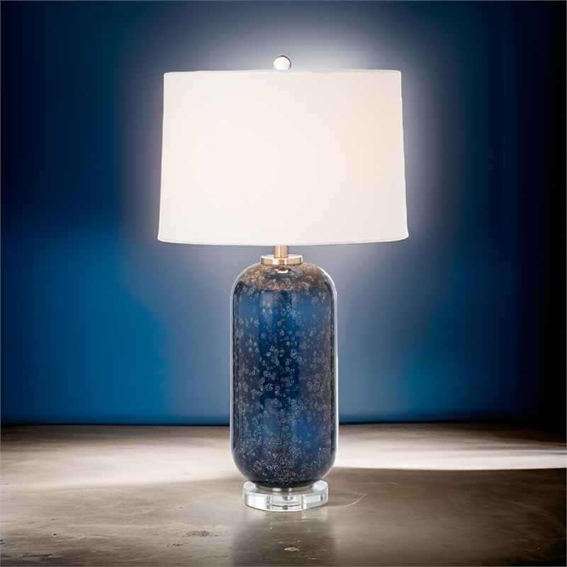 Lux Lighting Stunning Blue Glass Table Lamps (Set of 2) 3-Way Switch