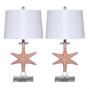 Lux Lighting Aloha Starfish Seaside Coastal Table Lamps (Set of 2) 3-Way Switch