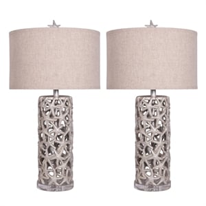 Lux Lighting Darla - 30&quot Resin Poly Star Table Lamp - Set of 2 - Beige Finish