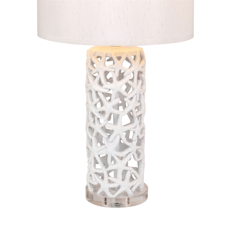 Lux Lighting Aloha Elegant Starfish White Table Lamps (Set of 2) 3-Way Switch