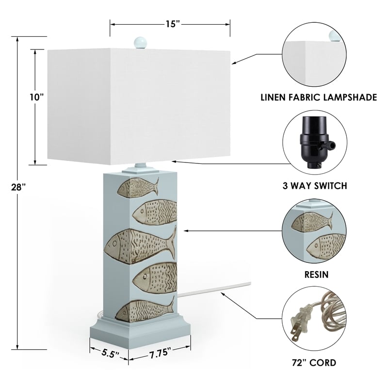 Lux Lighting Gray/Light Brown Coastal Fish Table Lamp (Set of 2) 3-Way Switch