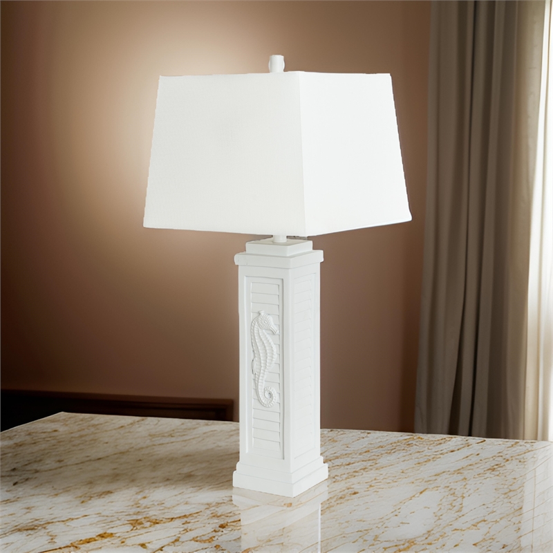 Sea Horse White Coastal Lamps USB Charging port (Set of 2) 3-Way Switch