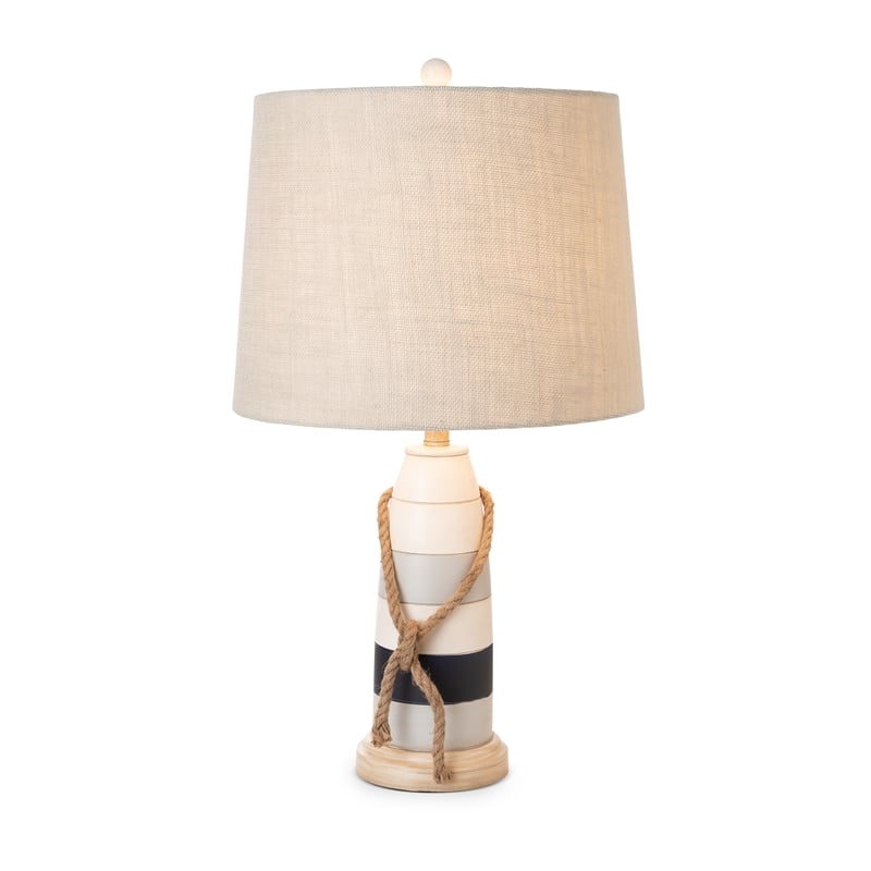 Lux Lighting Buoy Coastal Table Lamps White and Blue (Set of 2) 3-Way Switch