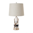 Lux Lighting Buoy Coastal Table Lamps White and Blue (Set of 2) 3-Way Switch
