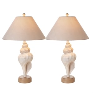 Lux Lighting Conch 30&quot Seashell Coastal Table Lamps (Set of 2) 3-Way Switch