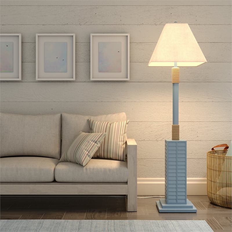 Lux Lighting  63'' Coastal Blue Shutter Floor Lamp 3-Way Switch