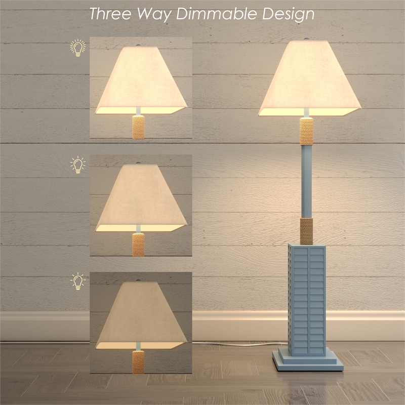 Lux Lighting  63'' Coastal Blue Shutter Floor Lamp 3-Way Switch