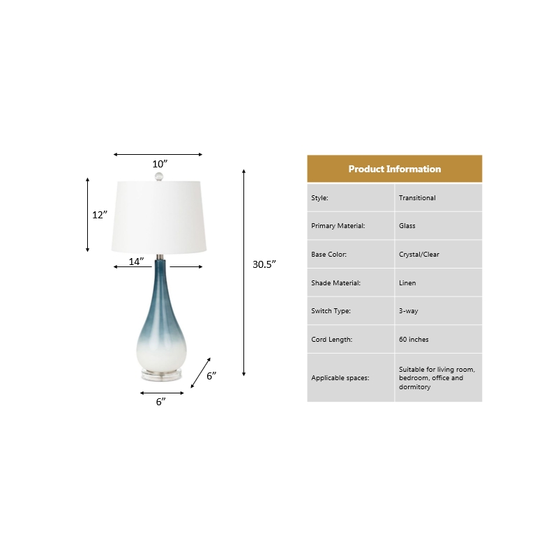 Lux Lighting Ombre Black/White Glass Table Lamps (Set of 2) 3-Way Switch