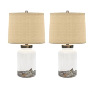 Lux Lighting 27&quot Shoreline Treasures Glass Table Lamp in (Set of 2)