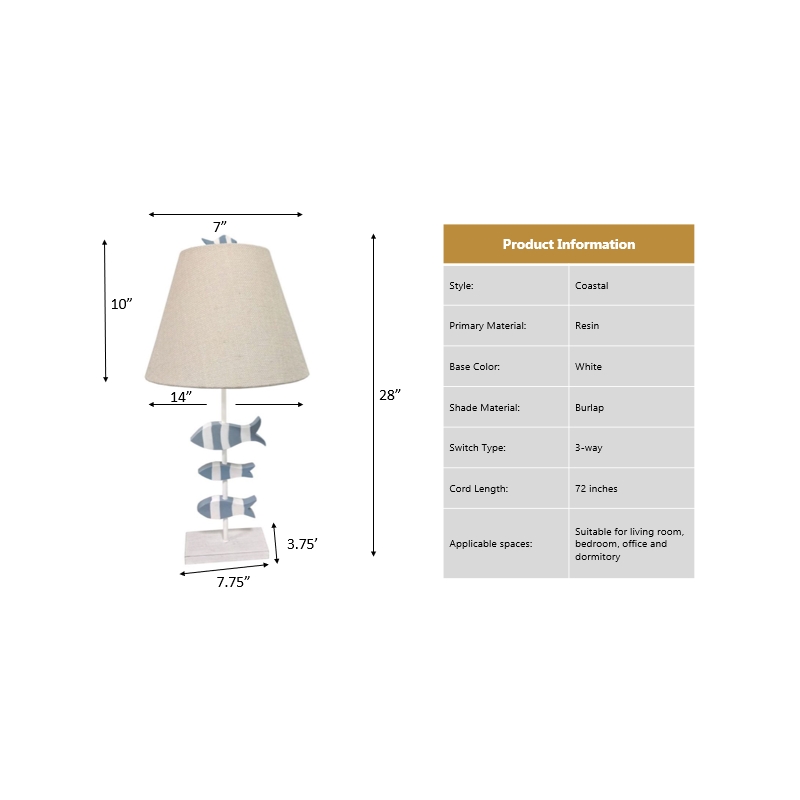 Lux Lighting Fish Blue/White Coastal Table Lamps (Set of 2)