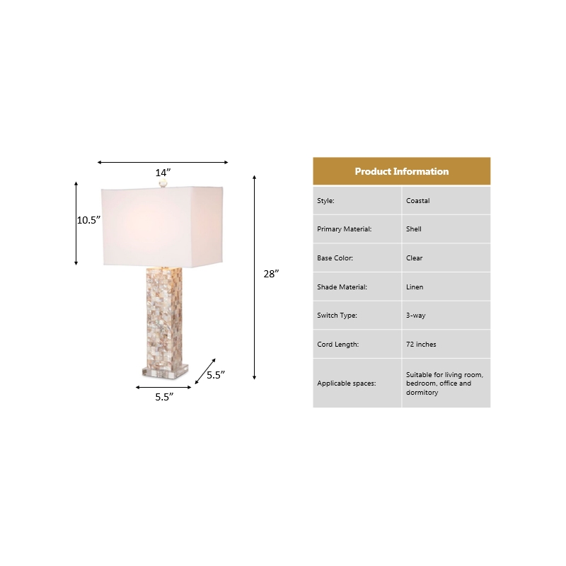 Lux Lighting Mother of Pearls Coastal Table Lamps (Set of 2)