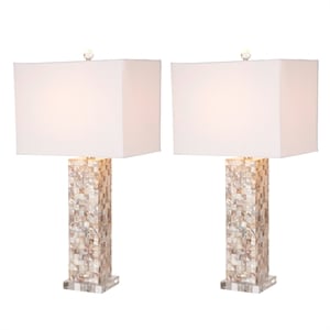Lux Lighting Mother of Pearls Coastal Table Lamps (Set of 2)