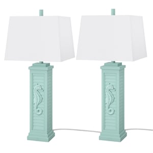 Lux Lighting  32&quot Sea Horse Shutter Lamp Blue/Green(Set of 2)