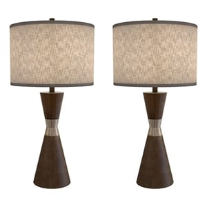 Lux Lighting 30.5&quot Hourglass Resin & Metal Table Lamps in Brown (Set of 2)