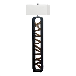 Lux Lighting Drift - 63&quot Floor Lamp - Driftwood and Black Finish