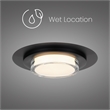 Alteck Plate Round 16 inch Stainless Steel LED Outdoor Flush Mount in Black