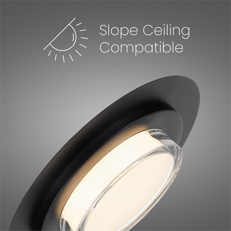 Alteck Plate Round 16 inch Stainless Steel LED Outdoor Flush Mount in Black