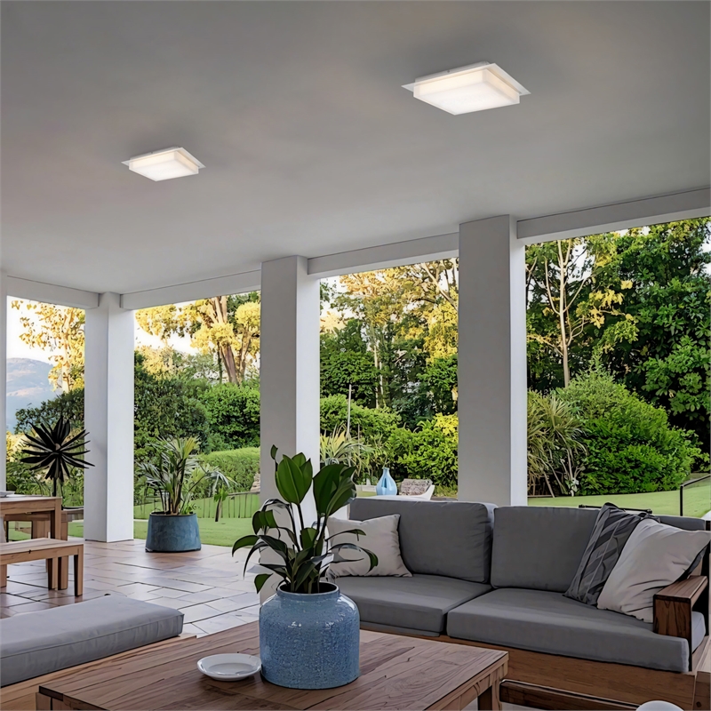 Alteck Foursquare 14 inch  LED Outdoor Flush Mount in Silver