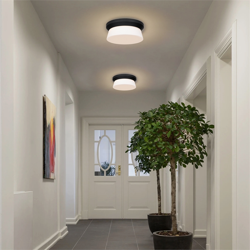 Alteck Skirt 11 inch  LED Outdoor Flush Mount in Black