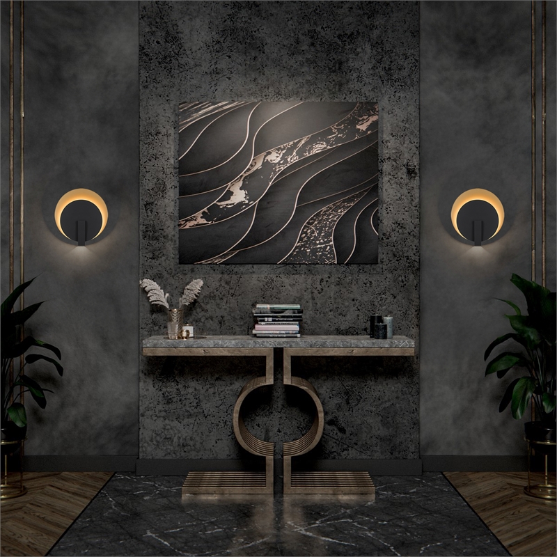 Alteck Eclipse 12.75 inch  LED Outdoor Wall Light in Black