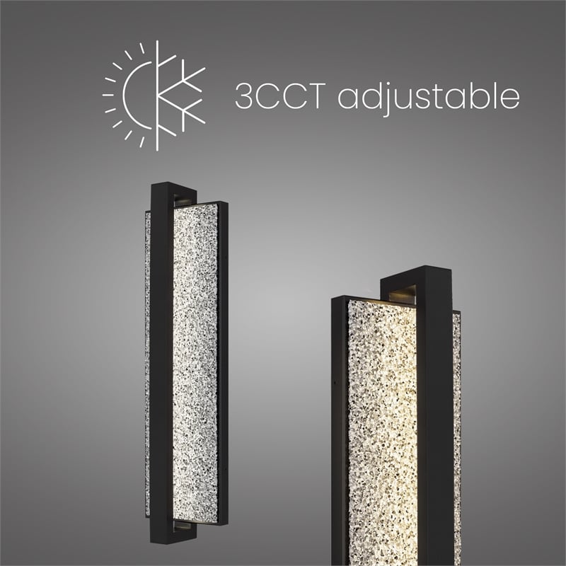 Alteck Seafoam 26 inch Aluminum LED Outdoor Wall Light Black