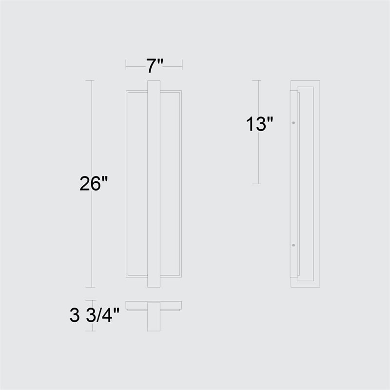 Alteck Seafoam 26 inch Aluminum LED Outdoor Wall Light Black