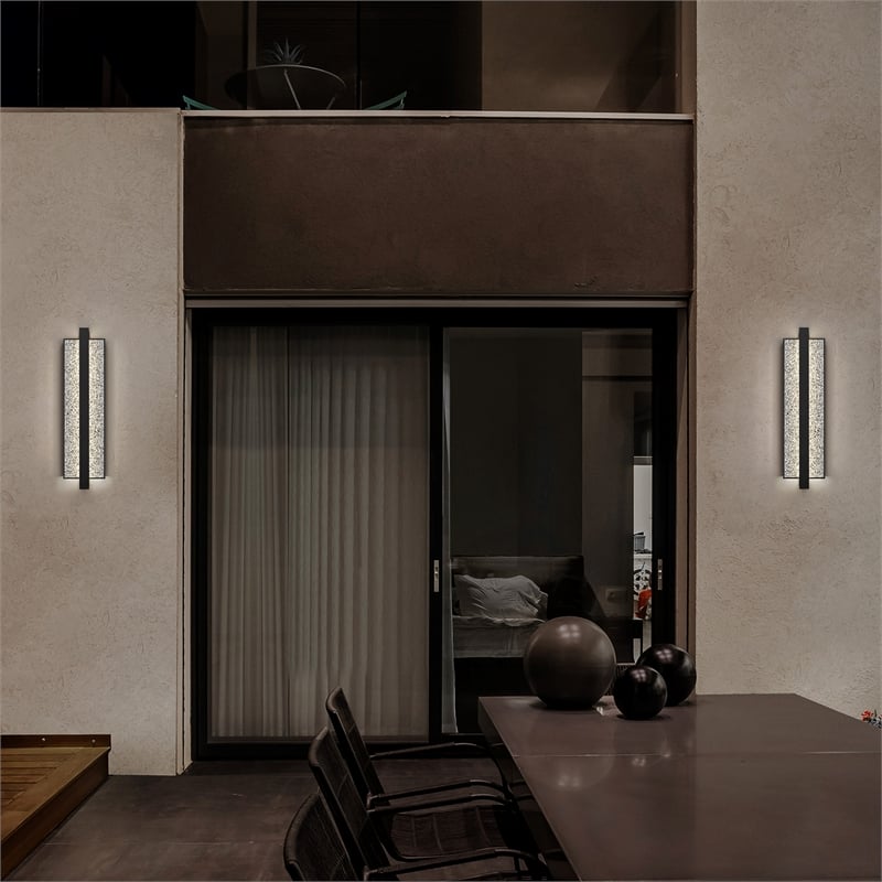 Alteck Seafoam 26 inch Aluminum LED Outdoor Wall Light Black