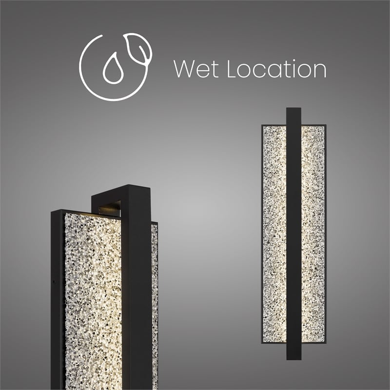 Alteck Seafoam 26 inch Aluminum LED Outdoor Wall Light Black