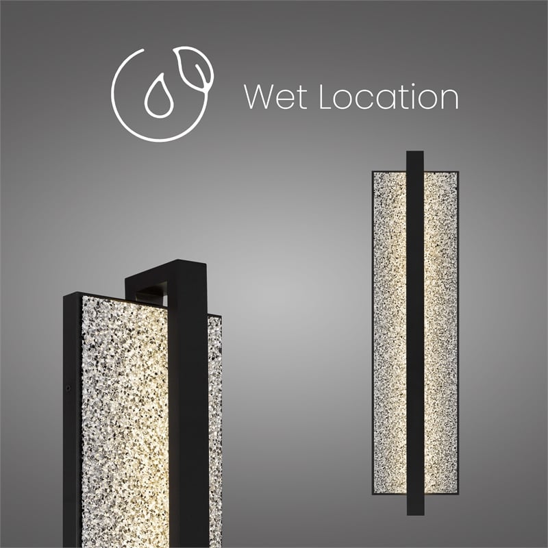 Alteck Seafoam 32 inch Aluminum LED Outdoor Wall Light Black